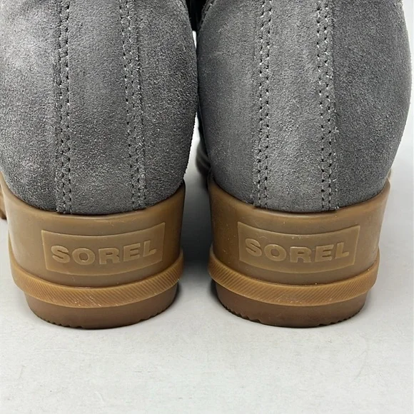 SOREL EVIE SUEDE GREY WEDGE BOOTIELACE UP WATERPROOF NWOT SIZE 8